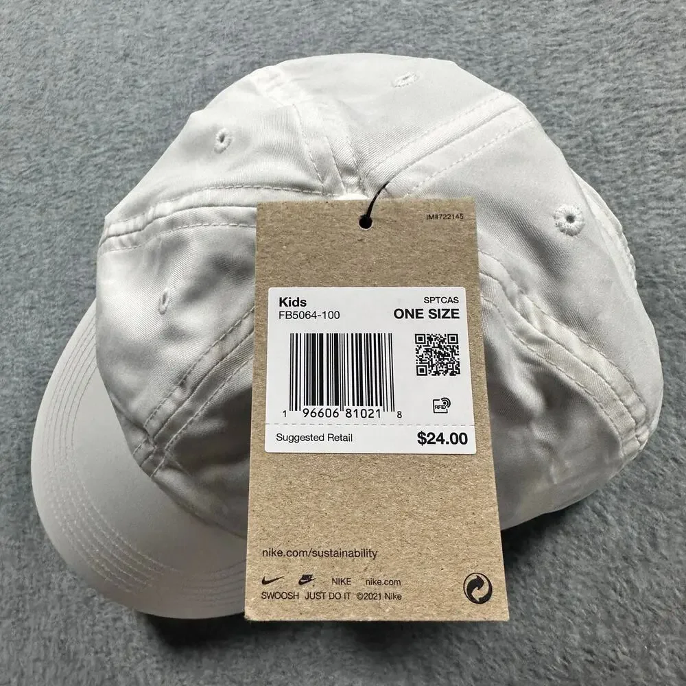 Nike Junior Club Cap Dri-FIT Off White Metal Swoosh